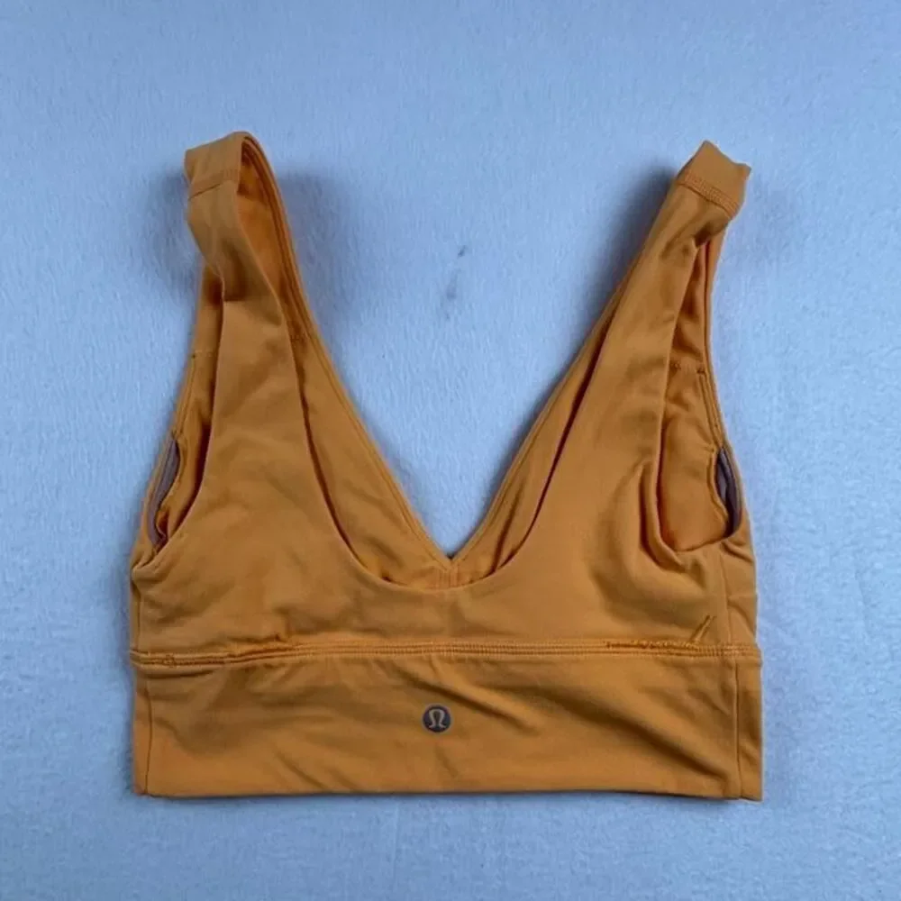 Lululemon Orange V-Neck Longline Sports Bra Women’s Size 4 Yoga